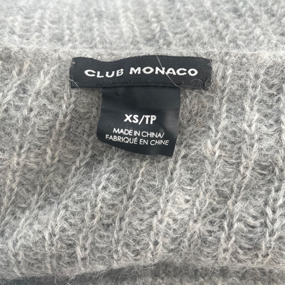 Club Monaco - Cropped Ribbed Knit Sweater: Women's Size XS Alpaca-Nylon Blend - Picture 6 of 7